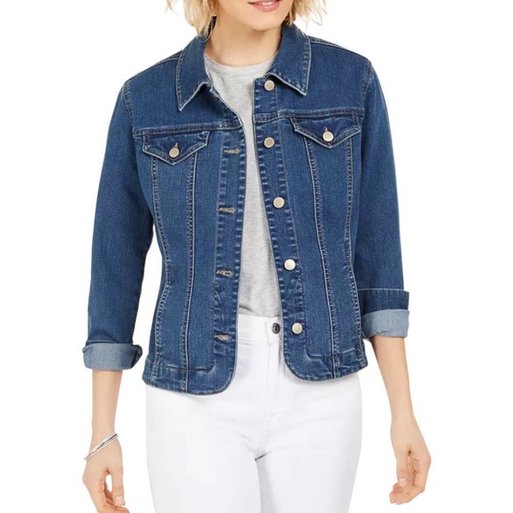 Charter Club Women's Jean Denim Jacket Large - Picture 6 of 6